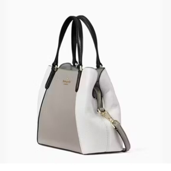 Kate Spade Jackson Medium Triple Compartment Satchel Gray Optic White Black - Picture 2 of 12